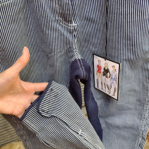 Equestrian jean Goode Rider 32L full seat denim ticking striped breeches - Picture 3 of 10